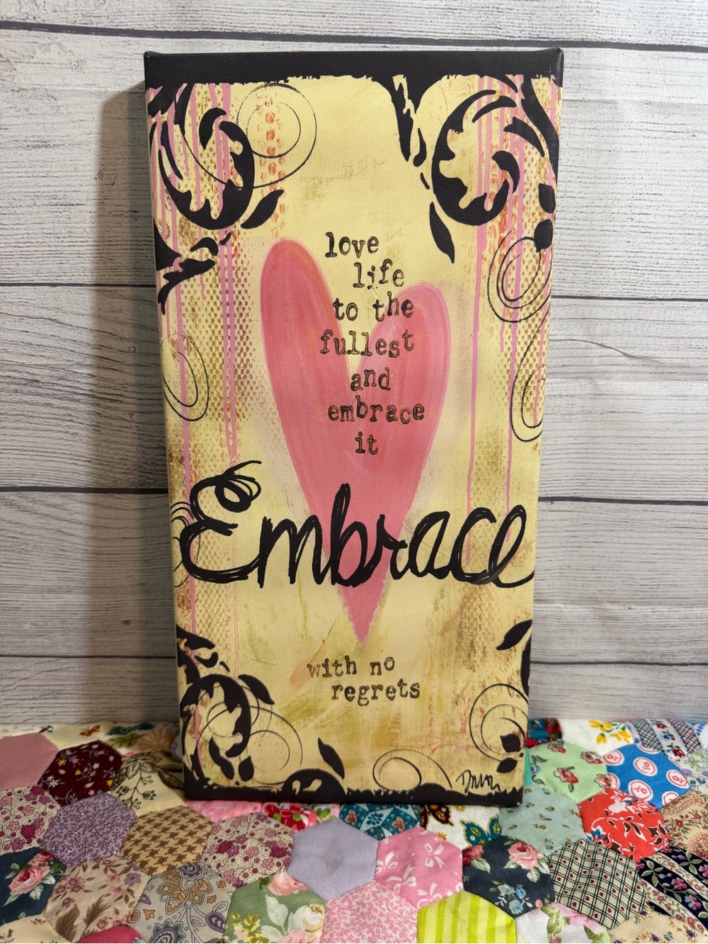 Pink Heart 'Embrace' Wall Art - Inspirational Home Decor